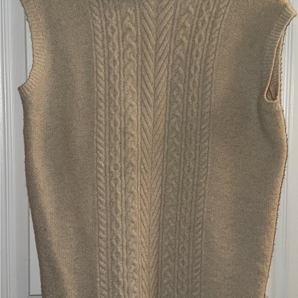 LOFT Cream Sleeveless Cable Knit‎ Top - Picture 4 of 8